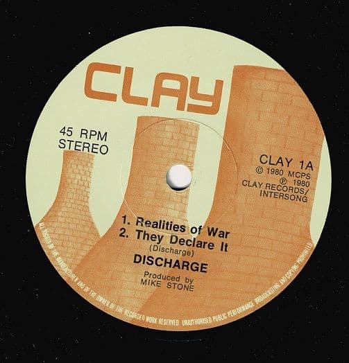 DISCHARGE Realities Of War Vinyl Record 7 Inch Clay 1980.